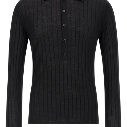 Saint Laurent Black Wool Polo Shirt