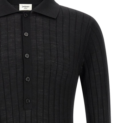 Saint Laurent Black Wool Polo Shirt