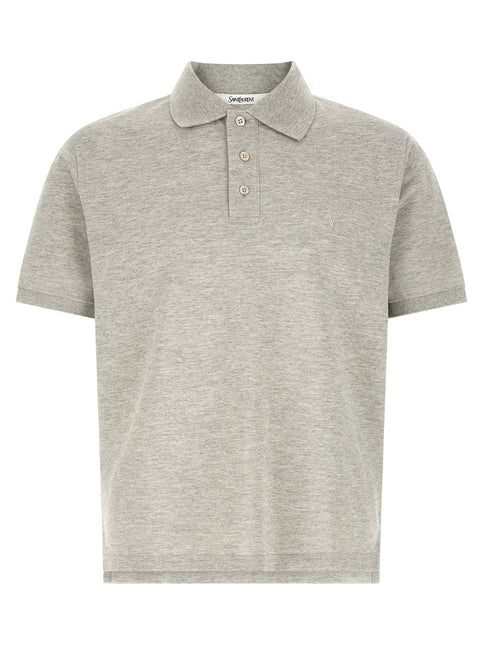Saint Laurent Gray Cotton Polo Shirt