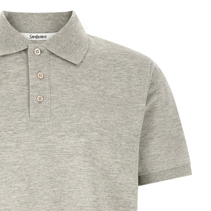 Saint Laurent Gray Cotton Polo Shirt