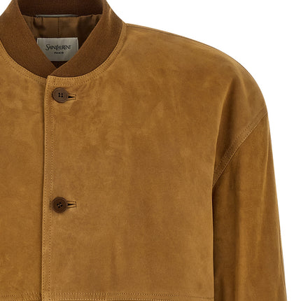 Saint Laurent Brown Lamb Leather Leather Jacket