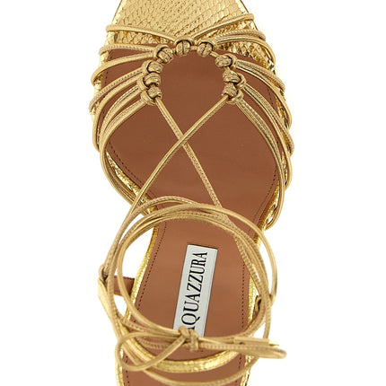 Aquazzura Gold Lamb Leather Stiletto Heel Sandals