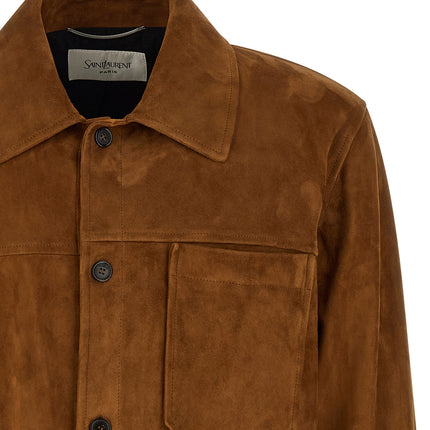 Saint Laurent Brown Lamb Leather Leather Jacket