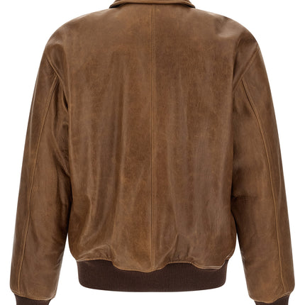 Saint Laurent Brown Lamb Leather Leather Jacket