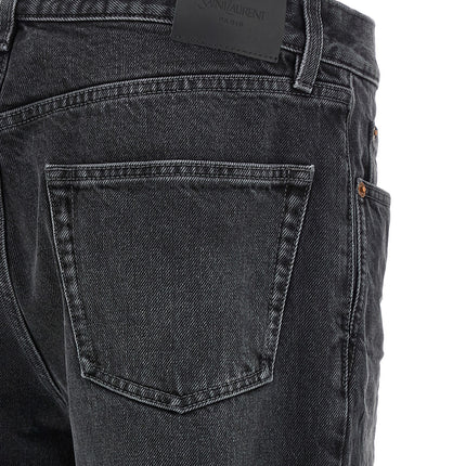 Saint Laurent Black Cotton Straight-Leg Jeans