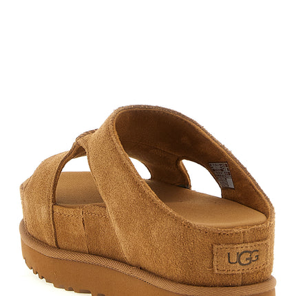 UGG Brown Leather Slides