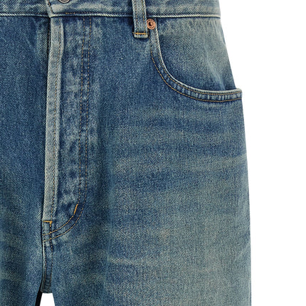 Saint Laurent Blue Cotton Straight-Leg Jeans