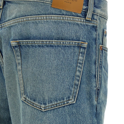 Saint Laurent Blue Cotton Straight-Leg Jeans