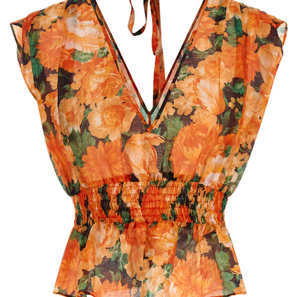 PINKO Orange Lyocell Pattern Shirt