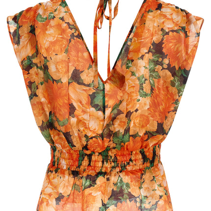 PINKO Orange Lyocell Pattern Shirt