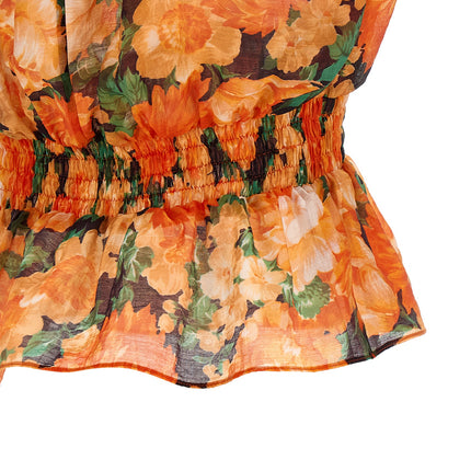 PINKO Orange Lyocell Pattern Shirt