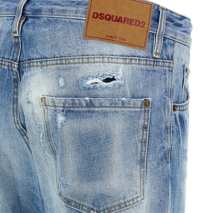 Dsquared² Blue Cotton Straight-Leg Jeans