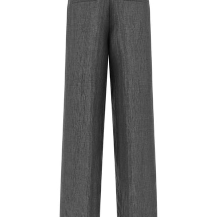 Peserico Gray Linen Casual Pants