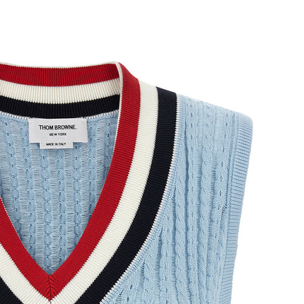Thom Browne Blue Cotton Sleeveless Jacket
