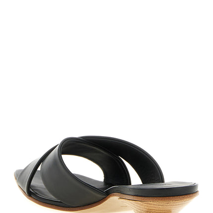 VICINI Black Calfskin Mid Heel Pumps