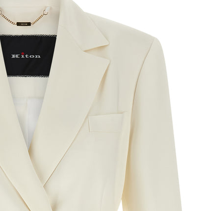Kiton White Silk Blazer