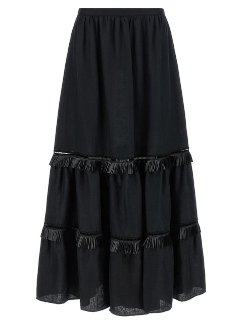 Kiton Black Linen Mini Skirt