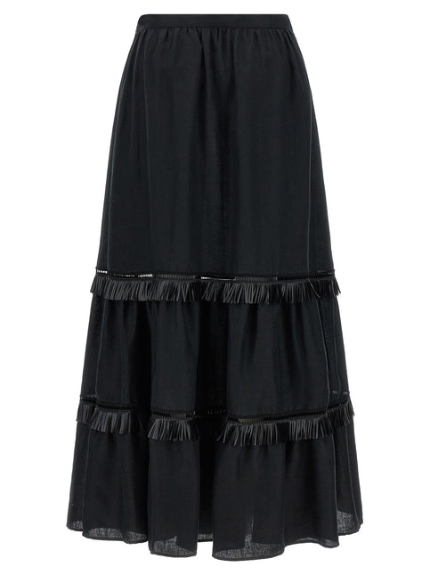 Kiton Black Linen Mini Skirt