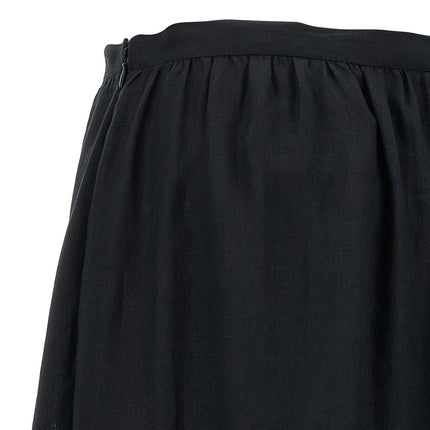 Kiton Black Linen Mini Skirt