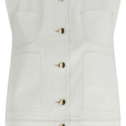 Fabiana Filippi White Cotton Sleeveless Jacket