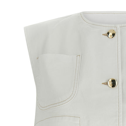Fabiana Filippi White Cotton Sleeveless Jacket