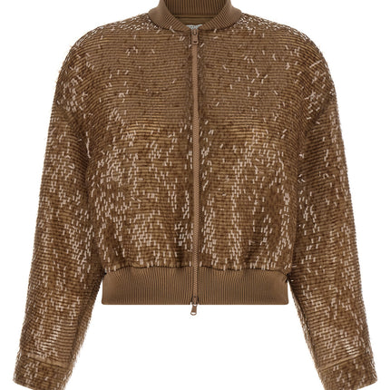 Brunello Cucinelli Brown Silk Cardigan