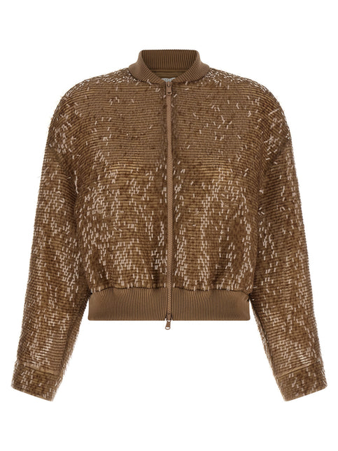 Brunello Cucinelli Brown Silk Cardigan