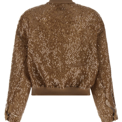 Brunello Cucinelli Brown Silk Cardigan