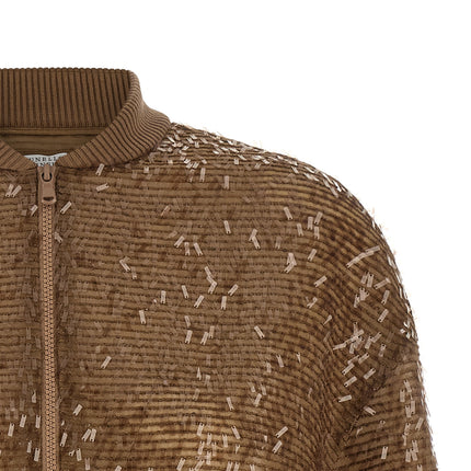 Brunello Cucinelli Brown Silk Cardigan