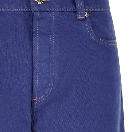 Versace Blue Cotton Straight-Leg Jeans