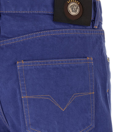 Versace Blue Cotton Straight-Leg Jeans