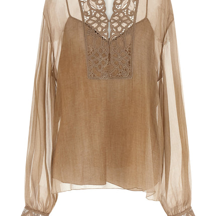 Ermanno Scervino Beige Silk Blouse