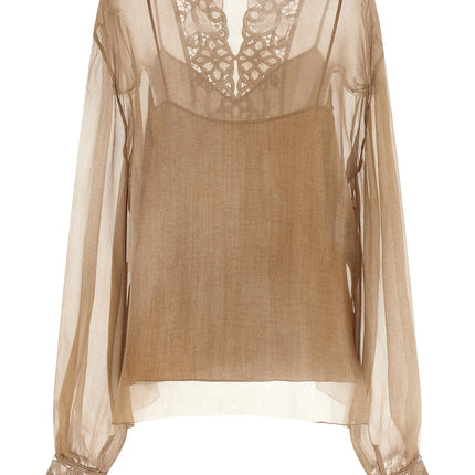 Ermanno Scervino Beige Silk Blouse