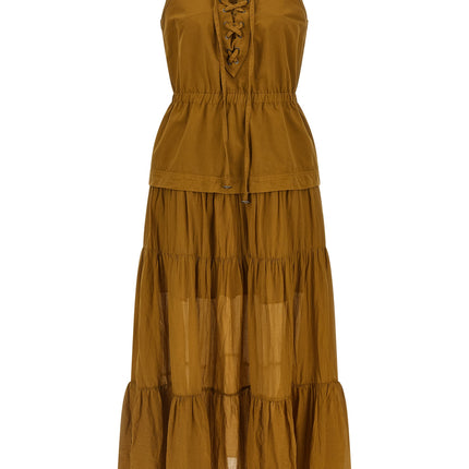 PINKO Brown Cotton Long Dress