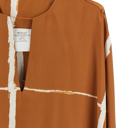 Kiton Brown Silk Blouse