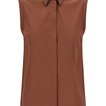 Brunello Cucinelli Brown Cotton Blouse