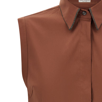 Brunello Cucinelli Brown Cotton Blouse