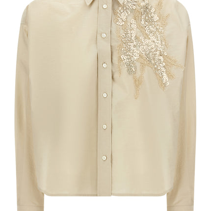 Brunello Cucinelli Beige Cotton Blouse