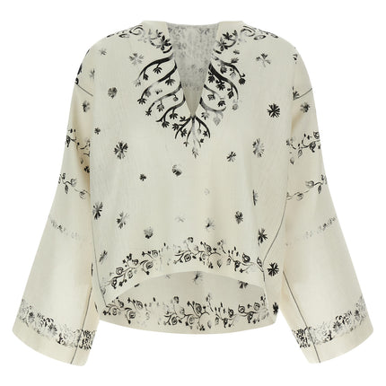 Alberta Ferretti Bicolor Linen Blouse