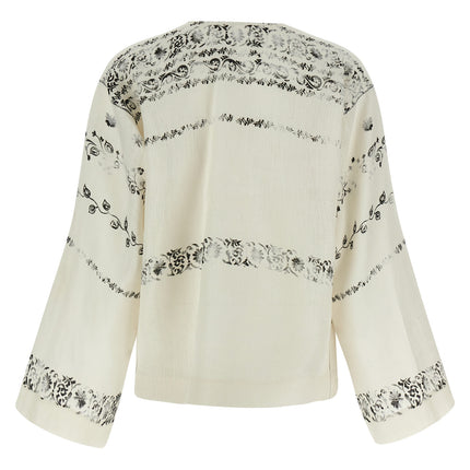 Alberta Ferretti Bicolor Linen Blouse
