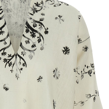 Alberta Ferretti Bicolor Linen Blouse