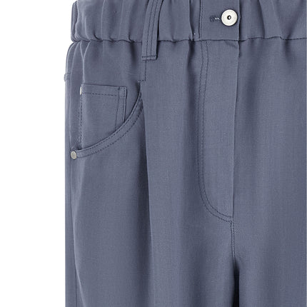 Brunello Cucinelli Blue Viscose Casual Pants