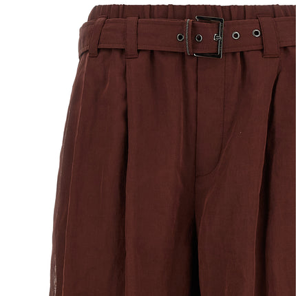 Brunello Cucinelli Bordeaux Cotton Flared Pants