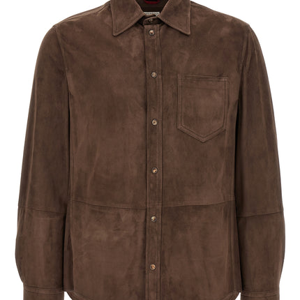 Brunello Cucinelli Brown Lamb Leather Blouse Brunello Cucinelli