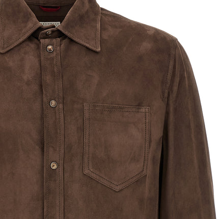 Brunello Cucinelli Brown Lamb Leather Blouse Brunello Cucinelli