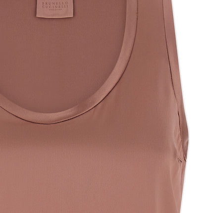 Brunello Cucinelli Multicolor Silk Sleeveles T-Shirt