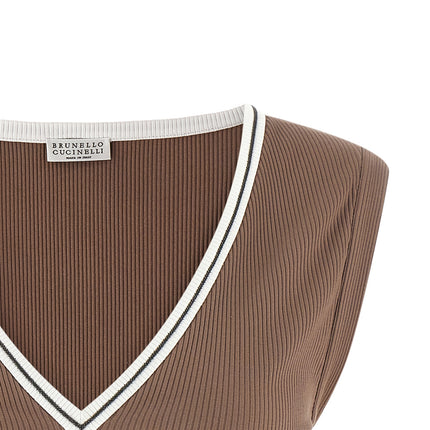 Brunello Cucinelli Brown Cotton Tank Tops