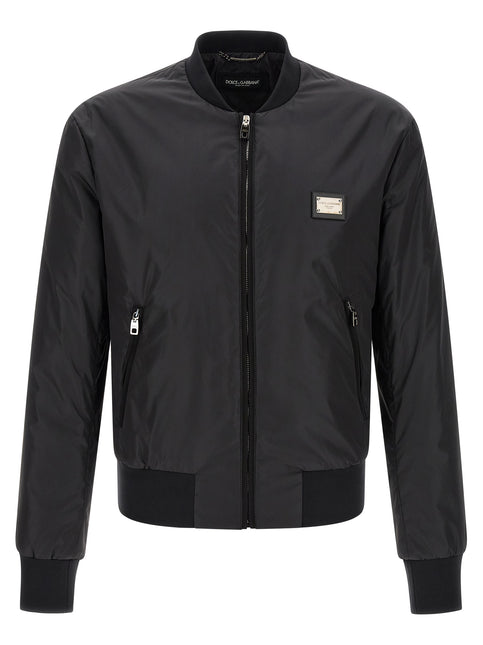 Dolce & Gabbana Black Polyamide Bomber