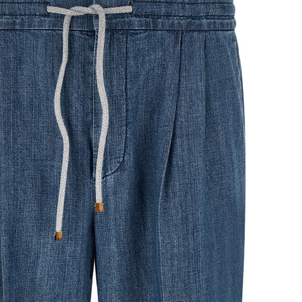 Brunello Cucinelli Blue Cotton Relaxed Fit Jeans