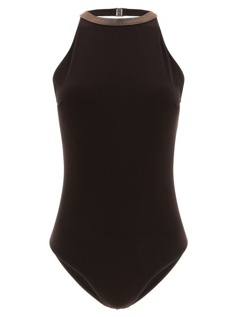 Brunello Cucinelli Brown Polyamide One-Piece Swimsuit